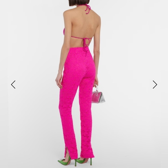 ROTATE BIRGER CHRISTENSEN HEAVY LACE HIGH RISE PANTS IN PINK GLO - Picture 3 of 11